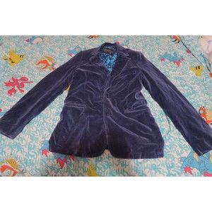 VTG Hollister Berkeley Jacket Velvet Lounge Cigar Sport Coat Size Medium Blue
